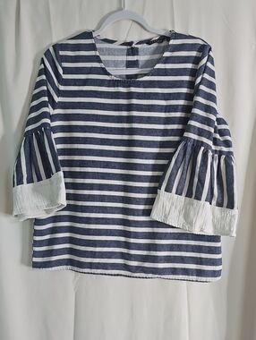 Hannah Navy and White QqHorizontal Stripe Top